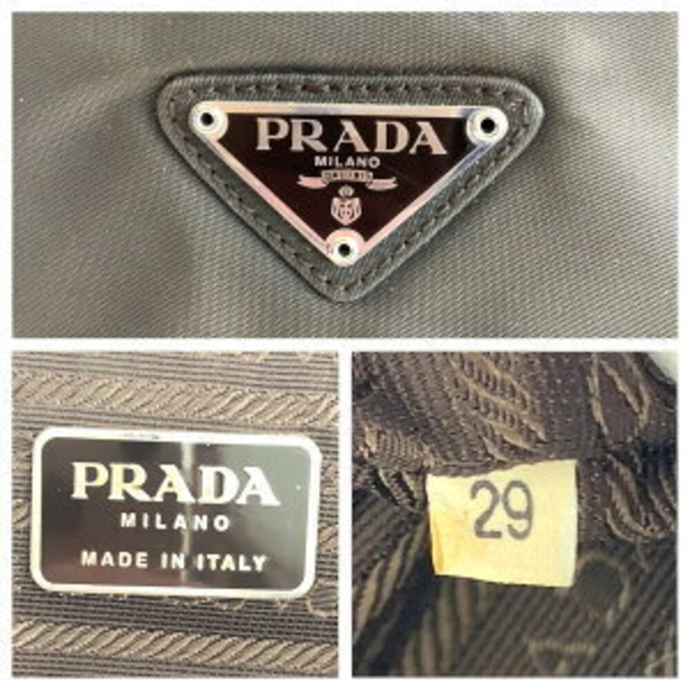Prada Nylon Plate Logo Tessuto Brown Bag Shoulder Triangle - Picture 5 of 10